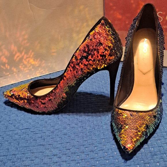 Aldo Multicolor Sequin Heels - Picture 2 of 8